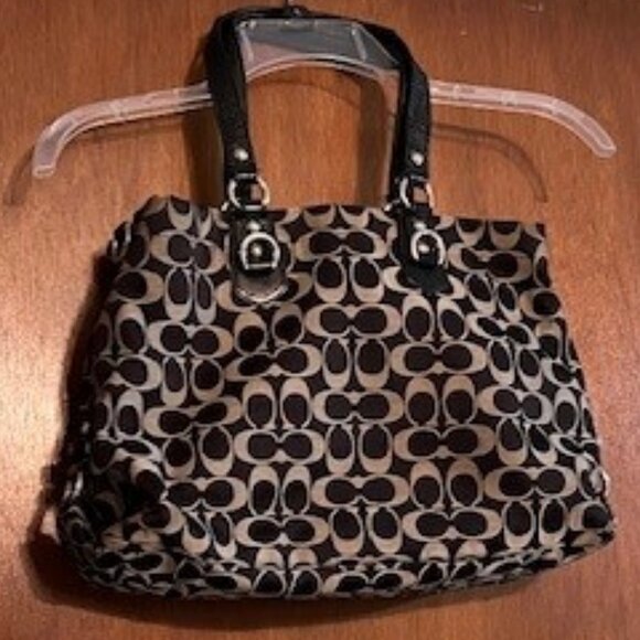 Coach Ashley Signature Satchel Bag Black/Brown - Picture 2 of 3
